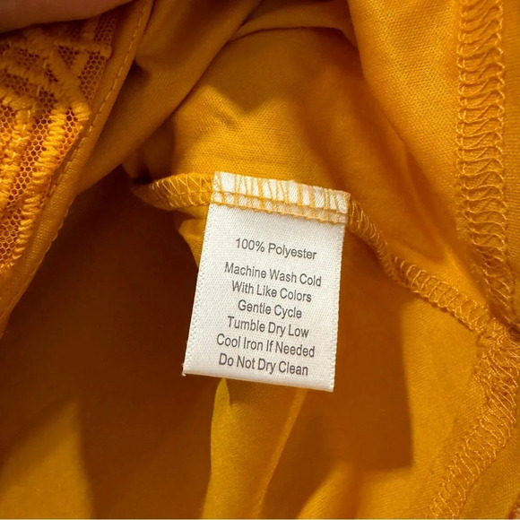 Calligraphie Yelow Goldenrod Lace Sleeveless Ruffle Sleeve Top High Neck Sz XL - Picture 7 of 10